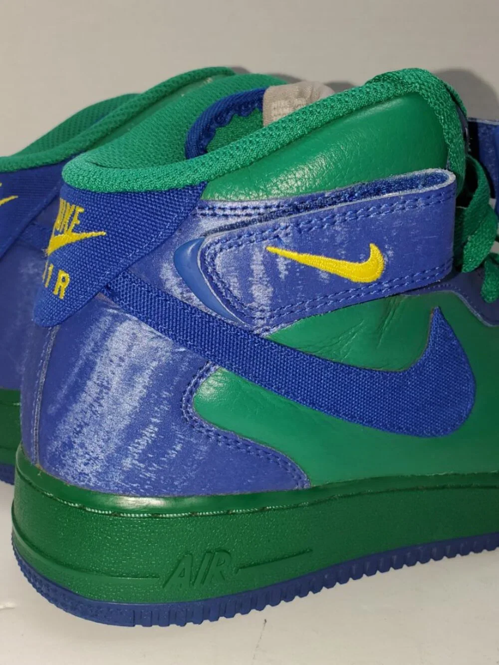 Nike Air Force 1 Mid Youth Junior Green Blue Sneakers, Size 7.5